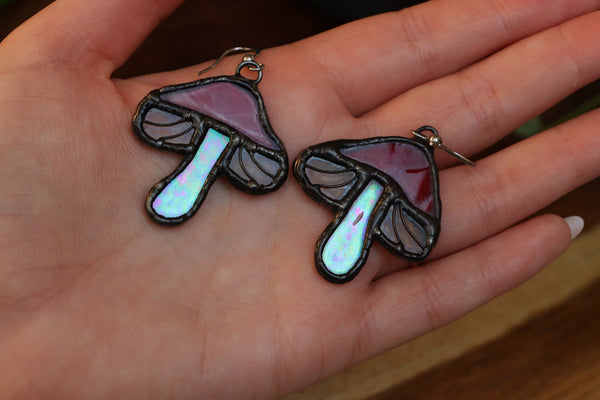 Stained glass earrings - mushroom