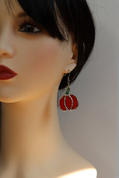 Stained glass earrings - pumpkin