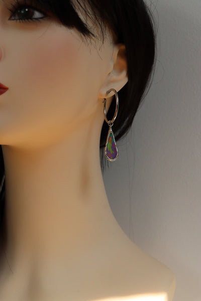 Stained glass hoop earrings - drops