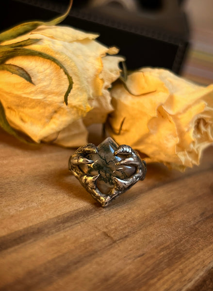 Moss agate ring