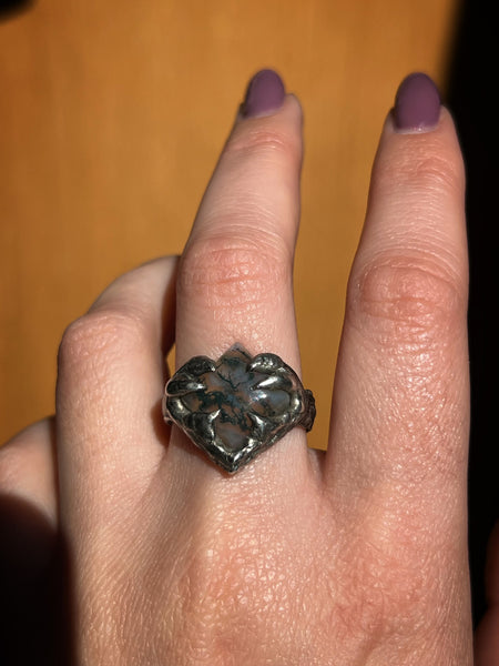 Moss agate ring