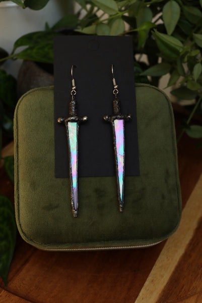 Stained glass earrings - sword light