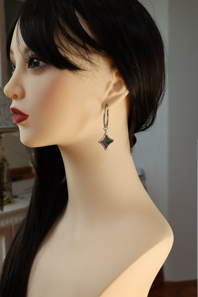 Stained glass hoop earrings - stars