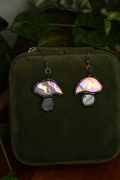 Stained glass earrings - mushrooms