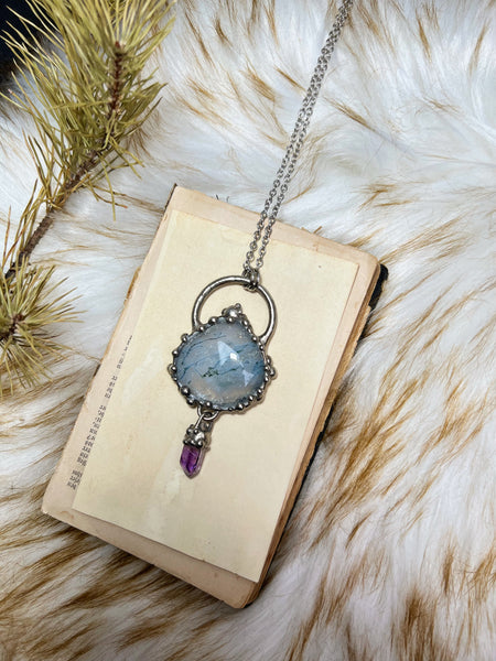 "Leira" necklace with vera cruz amethyst and moss agate