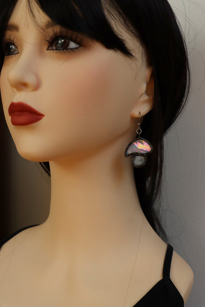 Stained glass earrings - mushrooms