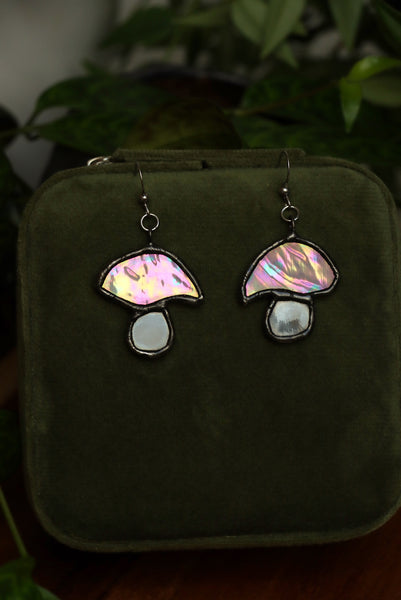 Stained glass earrings - mushrooms