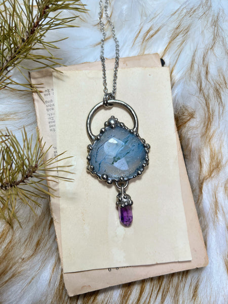 "Leira" necklace with vera cruz amethyst and moss agate