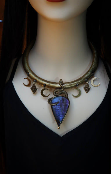 "Nahema" brass serpent choker