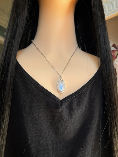 Moonstone necklace two-sided