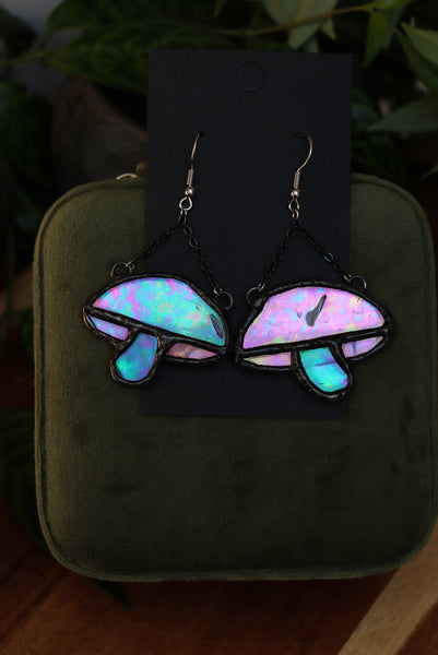 Stained glass earrings - mushrooms
