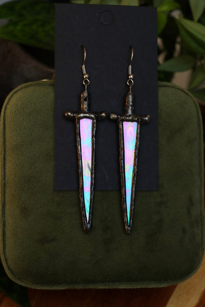 Stained glass earrings - sword light