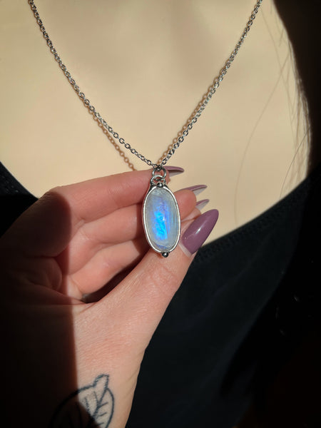 Moonstone necklace two-sided