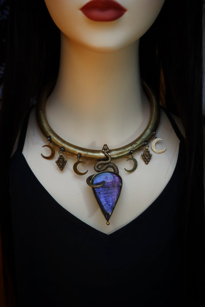 "Nahema" brass serpent choker