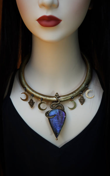 "Nahema" brass serpent choker
