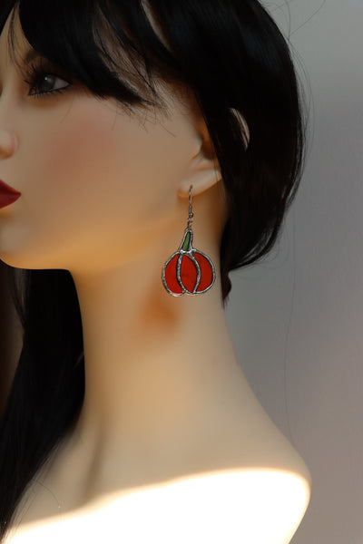 Stained glass earrings - pumpkin