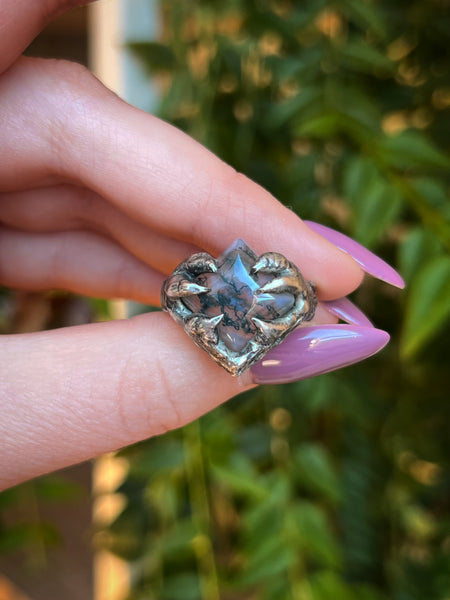 Moss agate ring