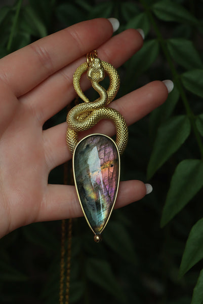 "Serpent" brass necklace