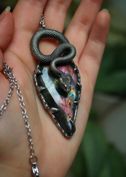 "Lana" labradorite snake necklace