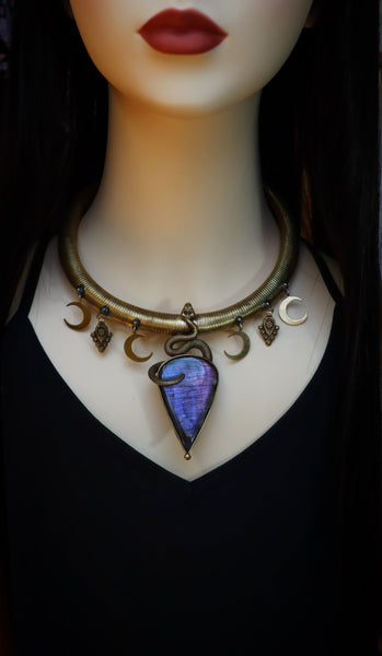 "Nahema" brass serpent choker
