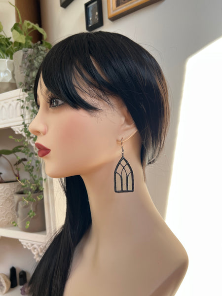 Stained glass earrings - cathedral window