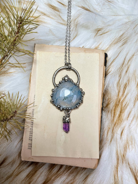 "Leira" necklace with vera cruz amethyst and moss agate