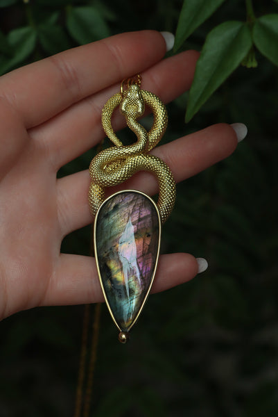 "Serpent" brass necklace