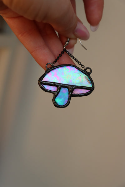 Stained glass earrings - mushrooms