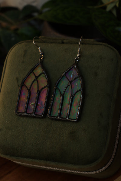 Stained glass earrings - cathedral window