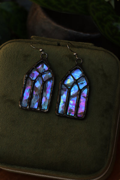 Stained glass earrings - cathedral window
