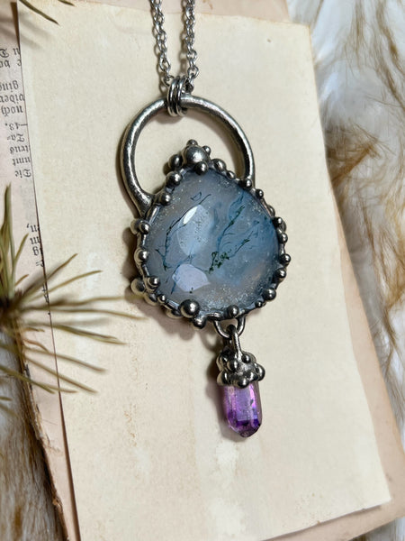 "Leira" necklace with vera cruz amethyst and moss agate