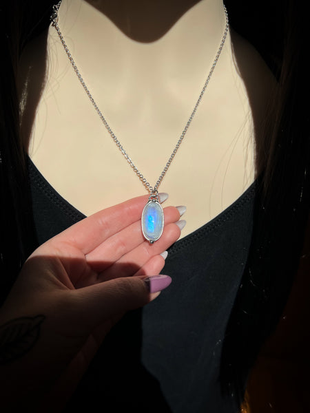 Moonstone necklace two-sided