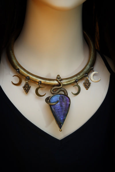 "Nahema" brass serpent choker