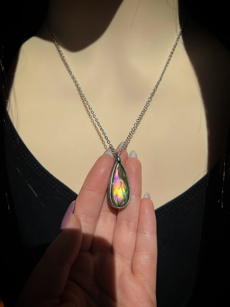 Rainbow labradorite necklace