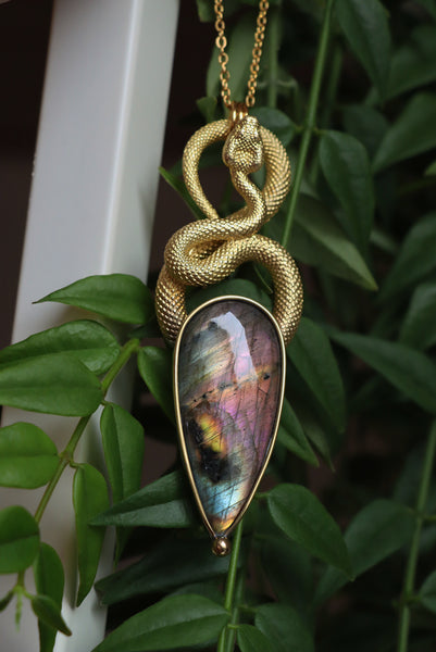 "Serpent" brass necklace