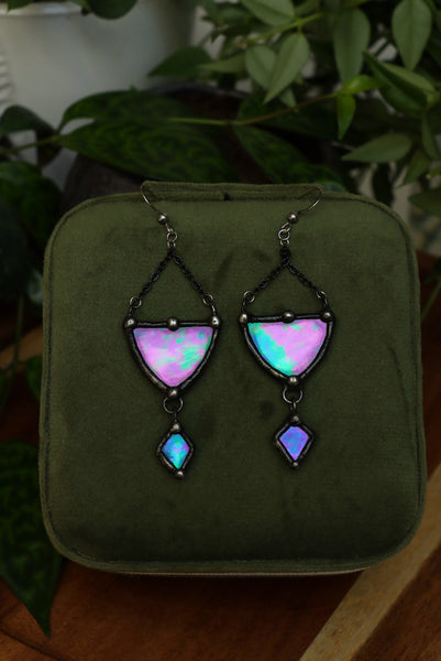 Stained glass earrings - triangle