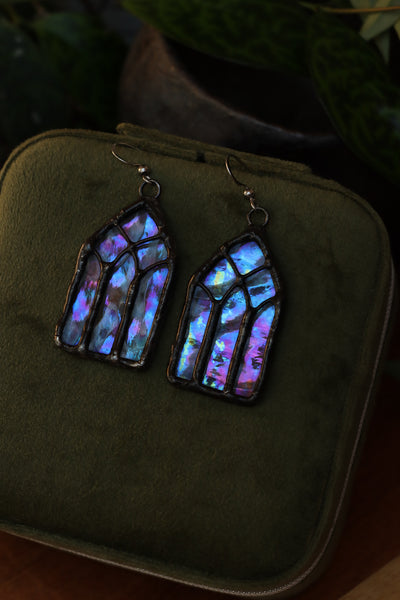 Stained glass earrings - cathedral window