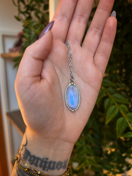 Moonstone necklace two-sided