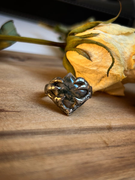 Moss agate ring