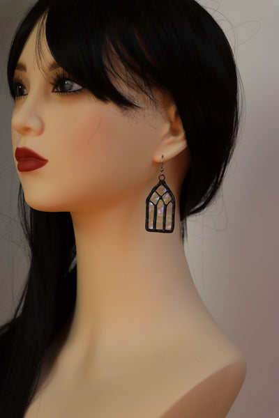 Stained glass earrings - cathedral window