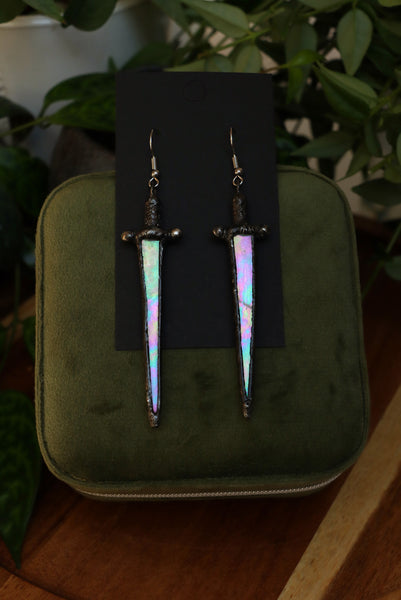 Stained glass earrings - sword light