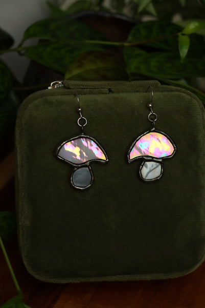 Stained glass earrings - mushrooms