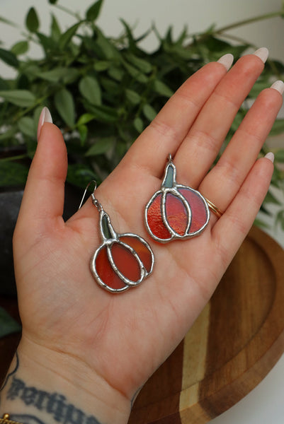 Stained glass earrings - pumpkin