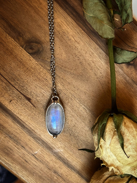 Moonstone necklace two-sided