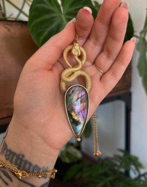 "Serpent" brass necklace