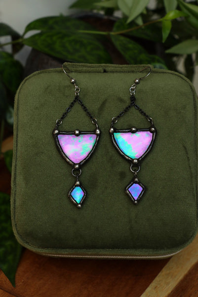 Stained glass earrings - triangle