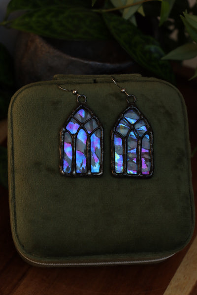 Stained glass earrings - cathedral window
