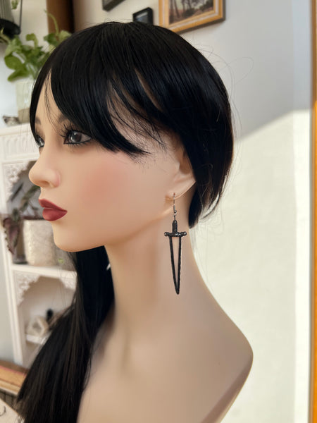 Stained glass earrings - sword light