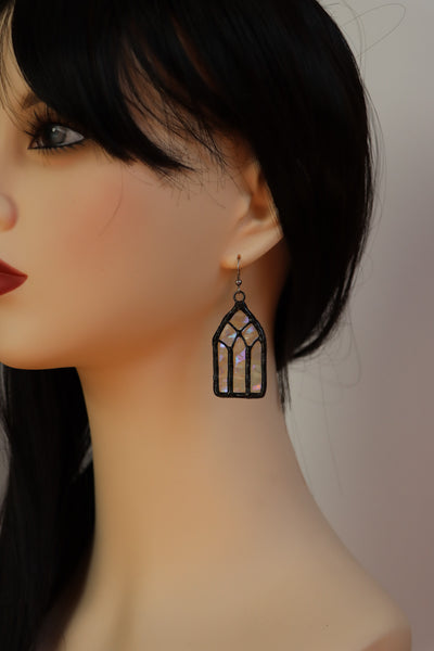 Stained glass earrings - cathedral window