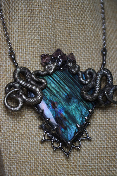 "The serpent queen" labradorite snake necklace